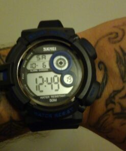 Aposon Mens Digital Sports Watch, Military Army Electronic Watches Running 50M 5 ATM Waterproof Sports LED 7 Colour Wristwatch Water Resistant with Stopwatch blue 37 61w6I8W4fhL