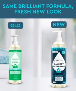 Puracy Liquid Laundry Detergent Refill - Natural, Scent-Free Gentle Liquid Concentrate Laundry Pouch with Stain Fighting Enzymes - (Fresh Linen, 16 fl oz, 64 Loads) Fresh Linen 16 Fl Oz (Pack of 1) 12 61w8bYgs7FL