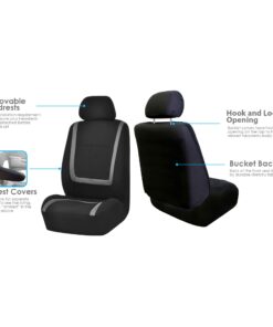 FH Group Automotive Seat Covers Trendy Corduroy Bucket Full Set with Gift- Universal Fit for Cars Trucks and SUVs (Black/Gray) FB032115 27 61wAvwW3ufL