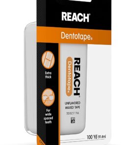 Reach Dentotape Waxed Dental Floss with Extra Wide Cleaning Surface for Large Spaces between Teeth, Unflavored, 100 Yards (Pack of 4) 4 Count (Pack of 1) 10 61wE2evJyL