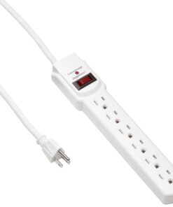 Amazon Basics Rectangular 6-Outlet, 200 Joule Surge Protector Power Strip, 2 Foot, White - Pack of 2 22 61wF2qypzHL