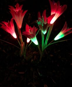 TONULAX Solar Garden Lights Outdoor - New Upgraded, Multi-Color Changing Lily Solar Lights for Patio,Yard Decoration, Bigger Flower and Wider Solar Panel (2 Pack,Purple and Red) 2 Pack 44 61wFtBY5d6L