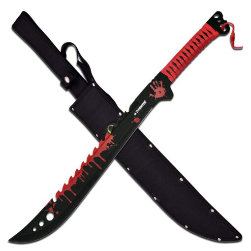 Z Hunter ZB-124RD Fantasy Fixed Blade Knife, Red/Black Blade, Red Cord-Wrapped Handle, 25-Inch Overall