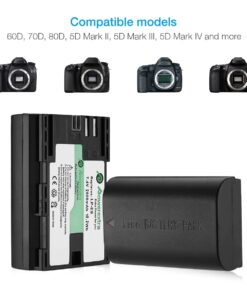 Powerextra 2 Pack Replacement Canon LP-E6, LP-E6N Battery for Canon C700, XC15, EOS 60D, 70D, 80D, 5D Mark II III and IV, 5DS, 5DS R, 6D, 7D Cameras BG-E14, BG-E13, BG-E11, BG-E9, BG-E7, BG-E6 Grips 18 61wG4zIjZQL