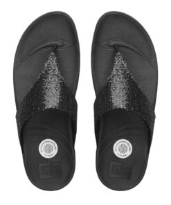 Fitflop Women's Lulu Superglitz Textile Sandal 11 Black 12 61wGgZiQViL