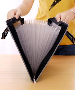 Portable 13 Pockets Expandable File Folders Canvas A4 Size Assorted Label Colors Business Accordion Document File Paperwork Organizer Storage, Zipper Closure Handles Black 17 61wHKx69UpL