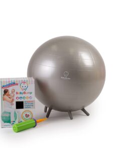 Alternative view of Baby Bump | Birth Ball with Base Legs - Stability/Balance/Stand, Anti-Burst with Pump, Exercise During Pregnancy, Prenatal Fitness, Induces Labor, Soothes Babies - 65 cm - Soft Silver
