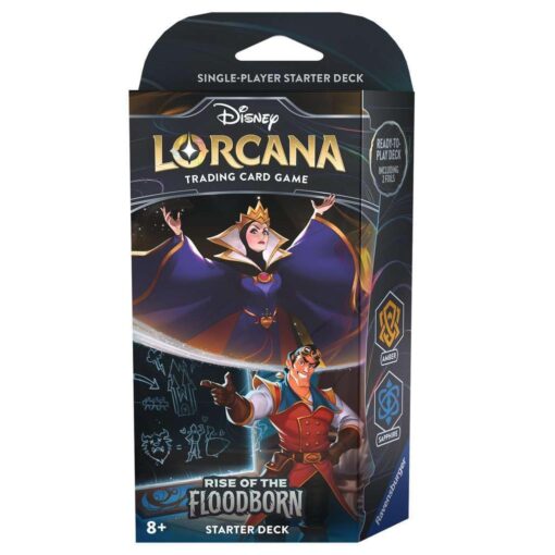 Ravensburger Disney Lorcana: Rise of The Floodborn TCG Starter Deck Amber & Sapphire for Ages 8 and Up