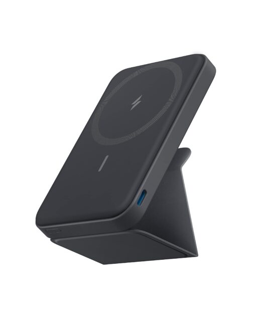 Anker Magnetic Battery, 5,000mAh Foldable Magnetic Wireless Portable Charger with Stand and USB-C (On The Side), Only for iPhone 15/15 Plus/15 Pro/15 Pro Max, iPhone14/13 Serie Interstellar Gray