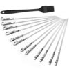 BearMoo Kabob Skewers 17" Stainless Steel BBQ Barbecue Skewers 7/20" Flat Metal Grilling Skewers Set, Reusable BBQ Sticks (Set of 12 +1 X Handy Storage) 12pcs 72 61wO03EZ4pL