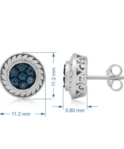 Amazon Collection Sterling Silver Diamond Accent Stud Earrings Blue 10 61wQ5dr4 zL