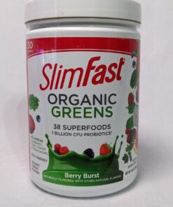 SlimFast Greens Powder, Green Superfoods with Organic Wheat Barley Grass, Flax Seed & Inulin, Oat Fiber Supplement, 1 Billion CFU Probiotics, Probiotic Multi Enzyme- Berry Burst, 30 Servings Organic Greens 36 61wTTeYWFtL