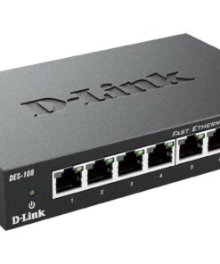 D-Link Fast Ethernet Switch, 8 Port Unmanaged Metal Fanless Desktop Network Internet (DES-108), Black 7 61wUQVgpGcL
