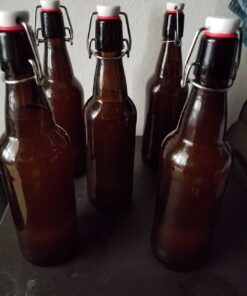 Otis Classic Swing Lid Glass Bottles with Lids Flip Stoppers for Second Fermentation Kombucha Water Kefir Brewing Beer Set of 6 16 oz Amber Amber - Plastic Lids 32 61wV0 BLHNL