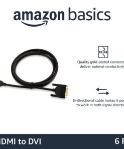 Amazon Basics HDMI A to DVI Adapter Cable, Bi-Directional 1080p, Gold Plated, Black, 6 Feet, 1-Pack For Television 6 ft 20 61wVaazdk9L