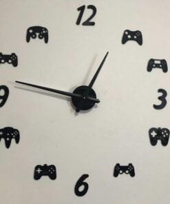The Geeky Days Video Game Controllers DIY Large Gamer Wall Clock Game Room Decor Modern Design Freamless Giant Wall Clock Game Boys Room Wall Watch (Black) Black 14 61wW5G KbyL