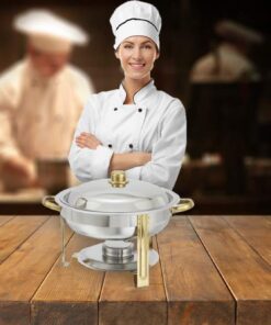 Round Chafing Dish Buffet Set with Fuel Water Pans + Food Pans (4 qt) + Frames + Lids + Fuel Holders + 6 Fuel Cans, 2 Full Warmer 8 61wWU8OASZL