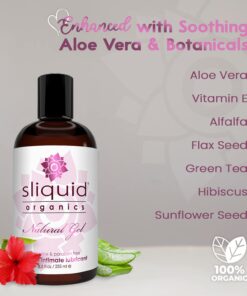 Sliquid Organics Water-Based Lube - Aloe Vera Leaf Infused with Organic Oils & Botanicals, Natural Lubricating Gel for Women/Men/Couples, Unscented, 8.5 Fl Oz 8.5 Fl Oz (Pack of 1) 11 61wXv88yQdL