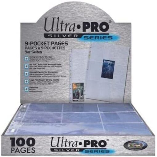 Ultra Pro 9 Pocket Pages Silver Series 100 Pages of Card Sleeves for Trading, Baseball Card Binder, Pokemon and Baseball Card Sleeves Single