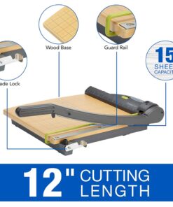 Swingline Paper Trimmer, Guillotine Paper Cutter, 12" Cut Length, 15 Sheet Capacity, with Laser, ClassicCut (9712) 6 61wZEyUISnL