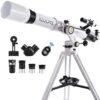 Telescope 90mm Aperture 900mm - Vertisteel AZ Mount Base, High Precision Adjustment, Magnification 45-450x, Wireless Remote, Phone Adapter - Ideal for Astronomy Enthusiasts and Beginners (White) White-90900 44 61wZFYP JvL