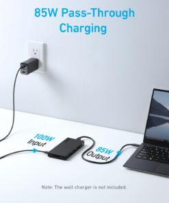 Anker 364 USB C Hub (10-in-1, Dual 4K HDMI) with Max 100W Power Delivery, Dual 4K HDMI Ports, 4 USB-A and USB-C Data Ports, Ethernet and SD Card Slot for Dell Laptop, ThinkPad, and More 12 61wa71Opl L