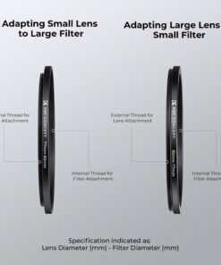 K&F Concept 18 Pieces Filter Ring Adapter Set, Camera Lens Filter Metal Stepping Rings Kit (Includes 9pcs Step Up Ring Set + 9pcs Step Down Ring Set) Black 20 61waaQX1HmL 1