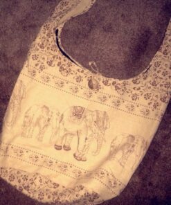 Thai Hippie Bag Elephant Sling Crossbody Bag Purse Zip Handmade Color Light Brown 13 61wdALcItL