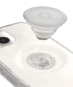 OtterBox iPhone 14 & iPhone 13 Otter + Pop Symmetry Series Clear Case - FLOWER OF MONTH (Clear), integrated PopSockets PopGrip, slim, pocket-friendly, raised edges protect camera & screen Flower of Month 10 61we6SSksRL