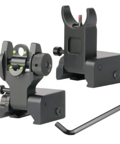 SOUFORCE Flip Up Front and Rear Iron Sights, Backup Sights Set Fit Picatinny & Weaver Rails, Black Flip up fiber optic sights 12 61wgqjRlTxS