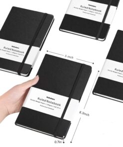 Huhuhero Lined Notebook Journal, 120Gsm Thick Paper Journals for Writing, 5 Pack Hardcover Leather Notebooks for Men Women, Daily Journal for Work Business Note Taking, Office School Supplies 5"×8.25" Black 19 61whv9HOeL