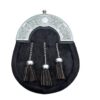 Black Cowhide 3 Tassel Leather Kilt Sporran & Bel