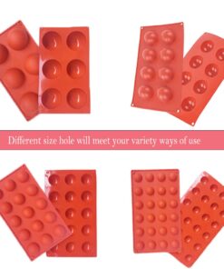 Semicircle Silicone Mold,Shxmlf Half Sphere Chocolate, Candy and Gummy Mold Teacake Bakeware Set for Cake Decoration Mousse Dome Jelly Ice Cream Bombe Cupcake Baking Mold, Assorted Size,Set of 4 4PACK 17 61wkSuNj1oL