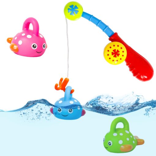 Baby Bath Toys Fishing Games Kids Bathtub Toys for Toddler 1-3 2-4 Fun Shower Bath Time Mold Free Water Pool Toys Christmas Stocking Stuffer Birthday Gift for Boys Girls Age 1 2 3 4 5 6(Color Random) Baby fishing toys