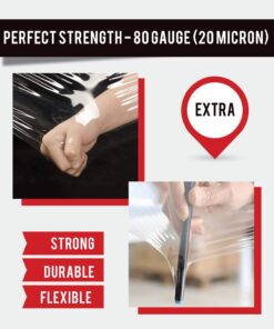 PofA Stretch Film Plastic Wrap - Clear, 18 In x 1200 Ft x 80 Gauge (20 Micron), 4 Roll with 1 Pair Hand Saver, Industrial Heavy Duty Shrink Wrap for Packing, Shipping, Pallet, Moving Supplies CLEAR - 4 ROLLS & HAND SAVER 12 61wmXIGuQ1L