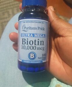 Puritan's Pride Biotin 10000 Mcg, Helps Promote Skin, Hair and Nail Health, Softgels 100 Count Unflavored 46 61woF7QqXCL
