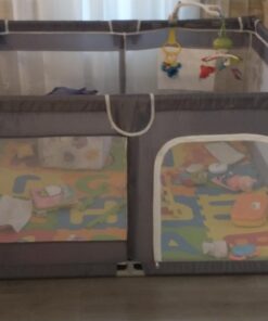 TODALE Baby Playpen for Toddler, Large Baby Playard, Indoor & Outdoor Kids Activity Center with Anti-Slip Base, Sturdy Safety Play Yard with Soft Breathable Mesh, Playpen for Babies(Gray,50”×50”) 50x50x27 Inch (Pack of 1) Grey 43 61wojSOJ73L