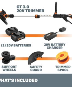 Worx String Trimmer Cordless GT3.0 20V PowerShare 12" Edger & Weed Trimmer (2 Batteries & Charger Included) WG163 20V 12" Trimmer & Edger 35 61wp6yRG5VL