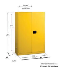 JUSTRITE 894500 Sure-Grip EX Standard Safety Cabinet, 43w x 18d x 65h, Yellow, 45 Gallon 7 61wq0QKNnL