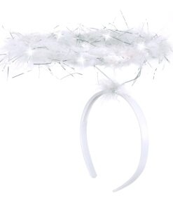 Kangaroo Angel Halo Headband for White Angel Costume - Light up Headband with 6 White LED Lights & Feathers for Kids and Adults – Angel Halloween Costume Accessories for Women and Teen Girls 22 61wqSwwRilL