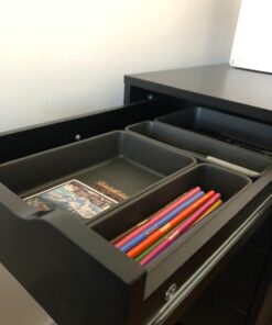 Madesmart 8-Piece Interlocking Bin Pack for Drawer Organization, Plastic Interlocking Junk Drawer Organizer Tray, Granite 48 61wr2LM3s2L