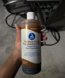 Dynarex Povidone Iodine Prep Solution USP, Effective Topical Antiseptic Liquid for Skin and Mucosa, Cleansing and Preparation, Brown, 1 - 16 Fluid Oz. Bottle Unflavored 16 Fl Oz (Pack of 1) 24 61wtO8nWUUL