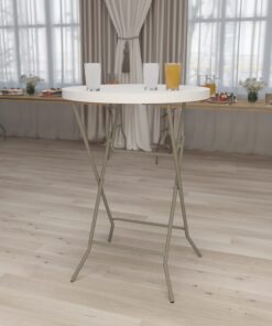 Alternative view of Flash Furniture Kathryn 2.63-Foot Round Granite White Plastic Bar Height Folding Table