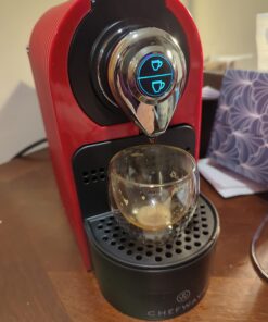 ChefWave Espresso Machine and Coffee Maker (Red) - Compatible with Nespresso Original Capsules, Programmable, One-Touch, Italian, 20 Bar High Pressure Pump Bundle with Pod Holder and Glasses Red 29 61ww2HvbdaL