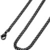 FIBO STEEL 3.5-10mm Stainless Steel Cuban Necklace Mens Women Curb Link Chain, 16-30 inches 16inches Black 3.5mm