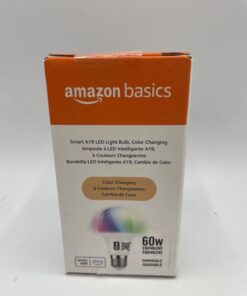 Amazon Basics - Smart A19 LED Light Bulb, 2.4 GHz Wi-Fi, 7.5W (Equivalent to 60W) 800LM, Works with Alexa Only, 1-Pack, Certified for Humans, Multicolor Color Changing 1 Pack 30 61wwlbiOHyL