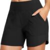 BALEAF Women's 5" High Waisted Swim Board Shorts Quick Dry Swimsuits Bottoms Trunks with Pockets 5" X-Large Black 18 61wxFJWzS0L