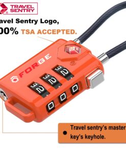 Alternative view of TSA Approved Cable Luggage Locks, Re-settable Combination with Alloy Body Orange 2 Pack