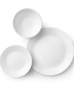 Alternative view of Corelle Vitrelle 18-Piece Service for 6 Dinnerware Set, Triple Layer Glass and Chip Resistant, Lightweight Round Plates and Bowls Set, Winter Frost White