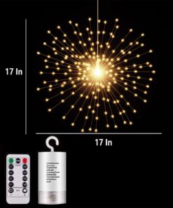 200LED Hanging Sphere Lights, Battery Operated Starburst Lights, 8 Modes Dimmable Remote Control, Waterproof Fairy Lights, Copper Wire Lights, Indoors Outdoors Christmas Decoration (Warm White) 1 Pack Warm White 24 61x0Oj1sKNL